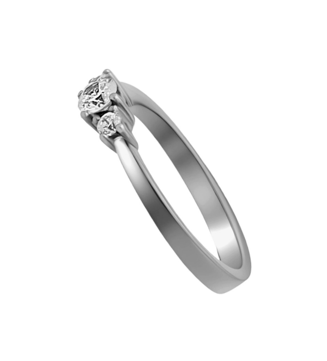 anillo de compromiso yipo tresillo oro blanco 18k y diamantes talla brillante foto lateral