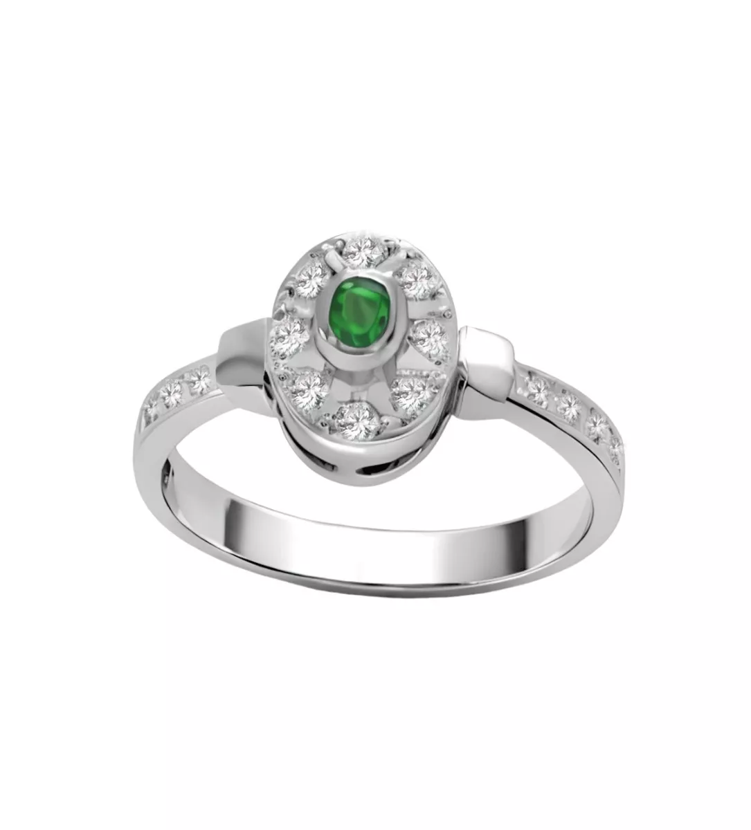 Sortija de oro blanco 18 ktes. con esmeralda y diamantes 192_Z0414E anillo oro blanco 18k con esmeralda y brillantes toma uno