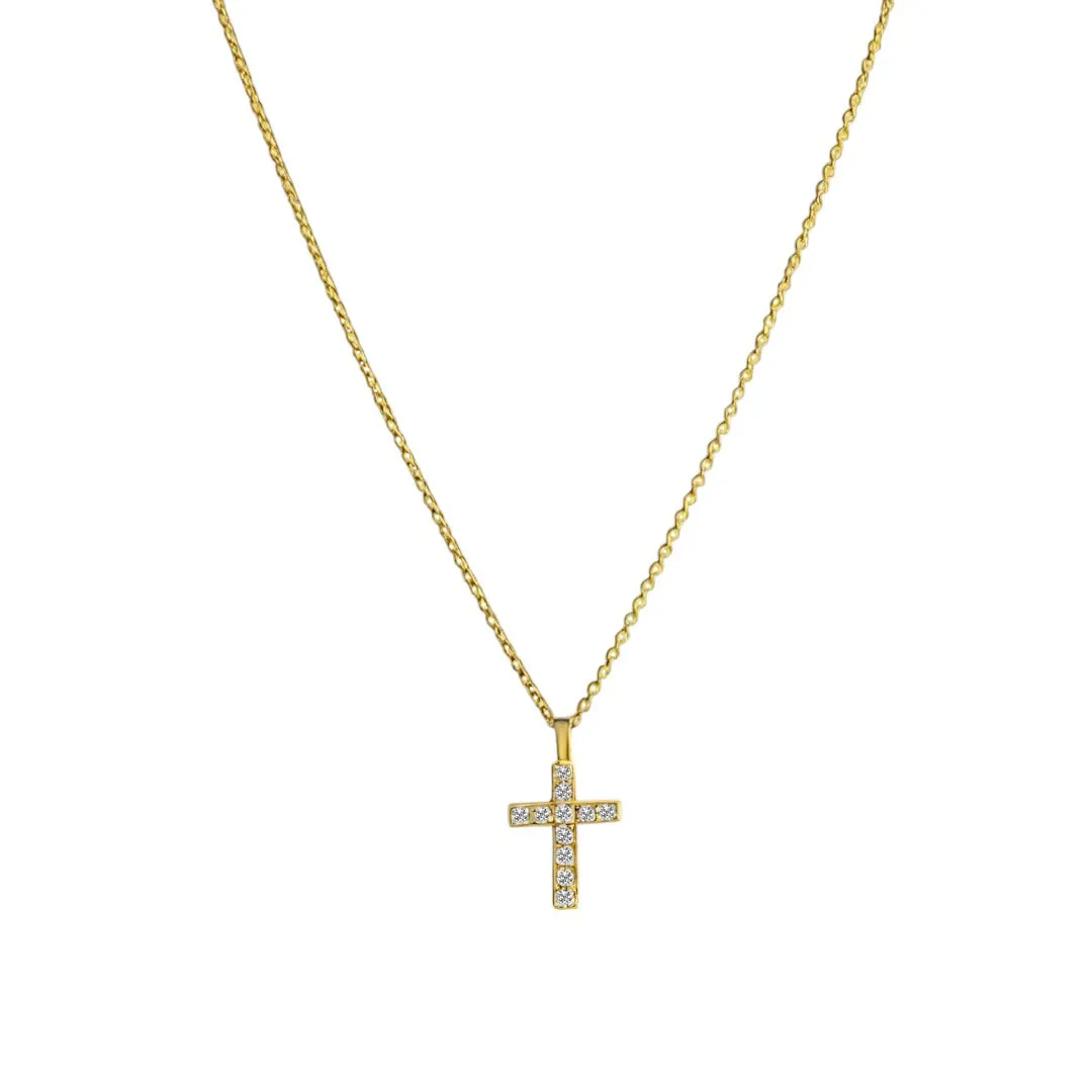 Gargantilla de oro 18k cruz con 11 brillantes 150_A-339 gargantilla-de-oro-cruz-con-diamantes-150_A-339