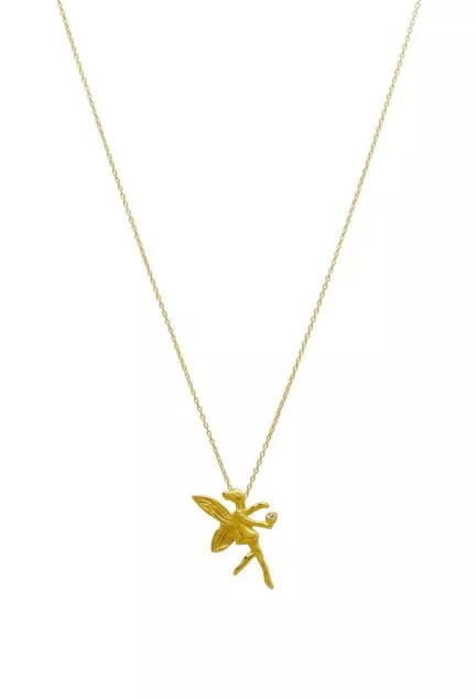 gargantilla oro 18 ktes hada de los bosques con brillante vista frontal