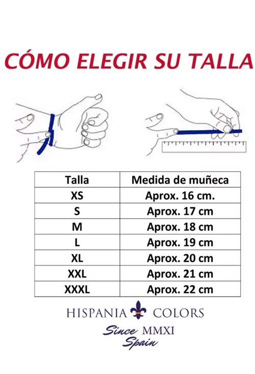 Pulsera de España con doble aro en cordón náutico 126-8K-8VVV Pulsera de España con doble aro en cordón náutico 126-8K-8VVV medidas