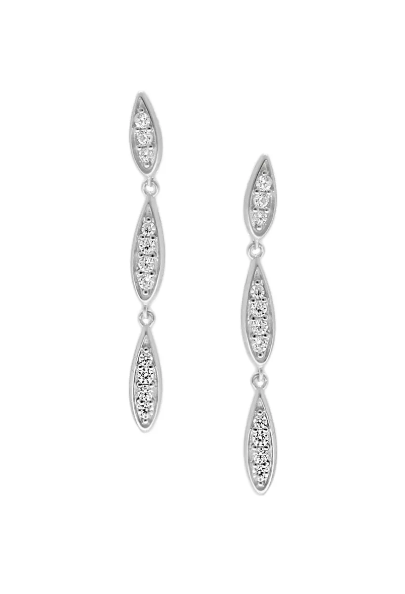 Pendientes oro blanco 18k con circonitas PT61278-B pendientes largos de oro blanco 18 ktes con circonitas fotografia toma de frente