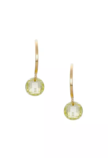 pendientes largos oro amarillo 18 ktes y cuarzos facetados topacio azul foto toma frontal