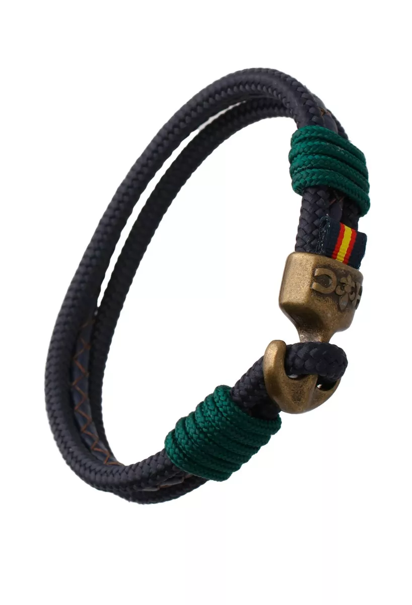 Pulsera de España textil y piel con bandera y cierre bronce PHF-121-890-BR Pulsera de España textil y piel con bandera y cierre bronce PHF-121-890-BR