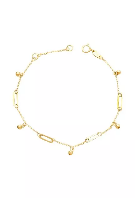 pulsera oro amarillo 18 ktes con entrepiezas y fetiches foto principal