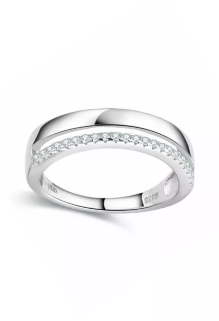 Anillo de plata con doble aro con 23 circonitas en carril 280_2011476