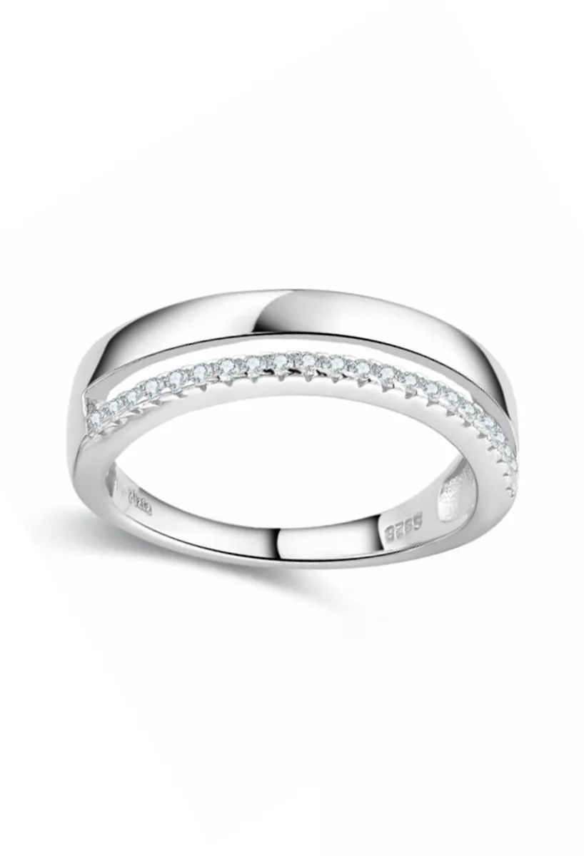 Anillo de plata con doble aro con 23 circonitas en carril 280_2011476 Anillo de plata con doble aro con 23 circonitas en carril 280_2011476