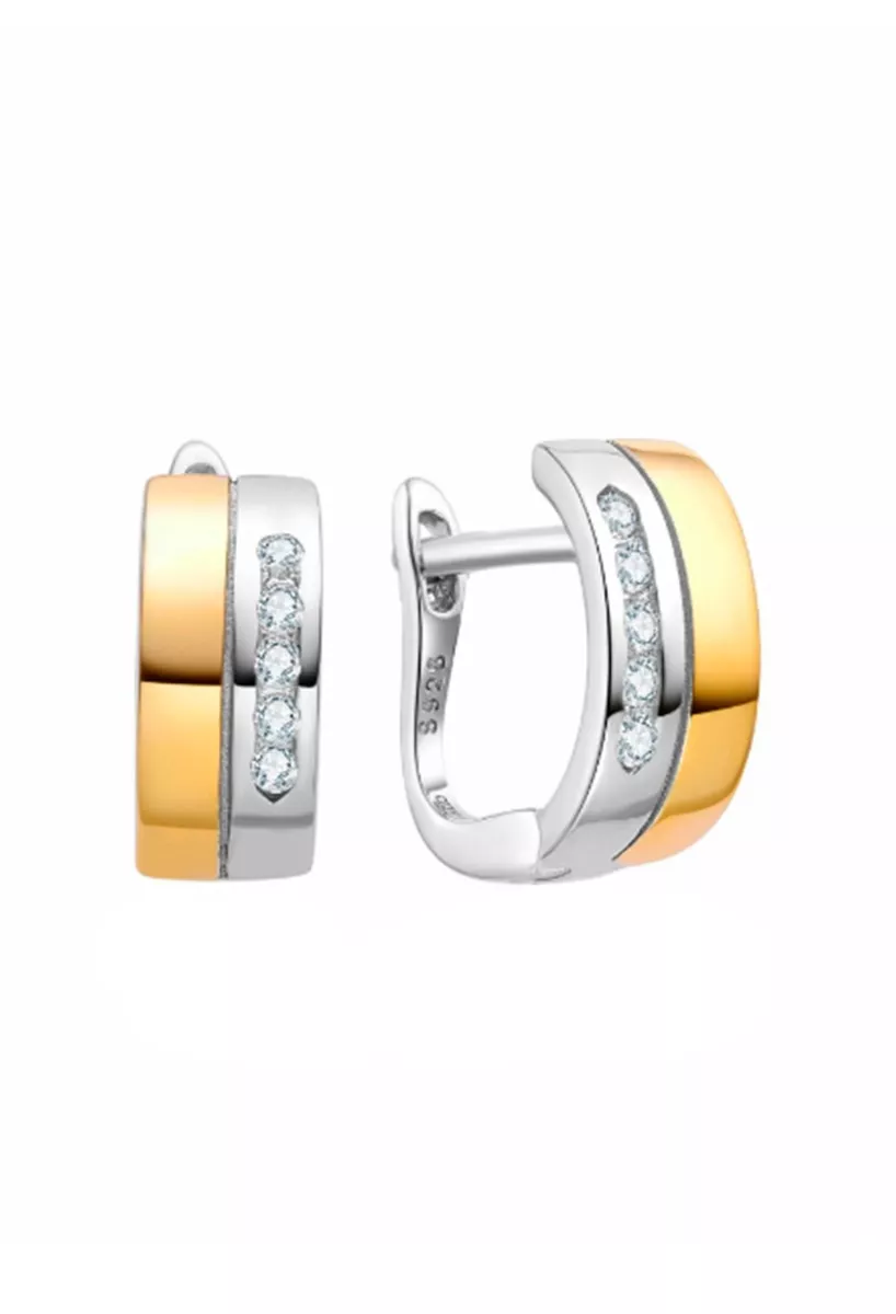 Pendientes plata bicolor con motivo de circonitas en hilera 280_2024421-BIC Pendientes plata bicolor con motivo de circonitas en hilera 280_2024421-BIC