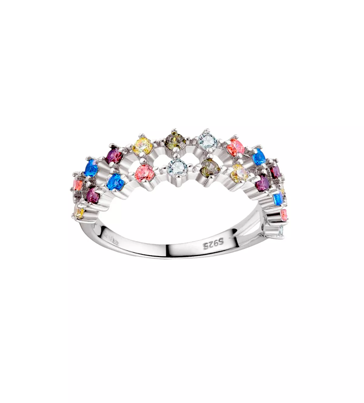 Anillos de plata con doble aro con piedras de color 280_2011465 anillo de plata y piedras multicolores