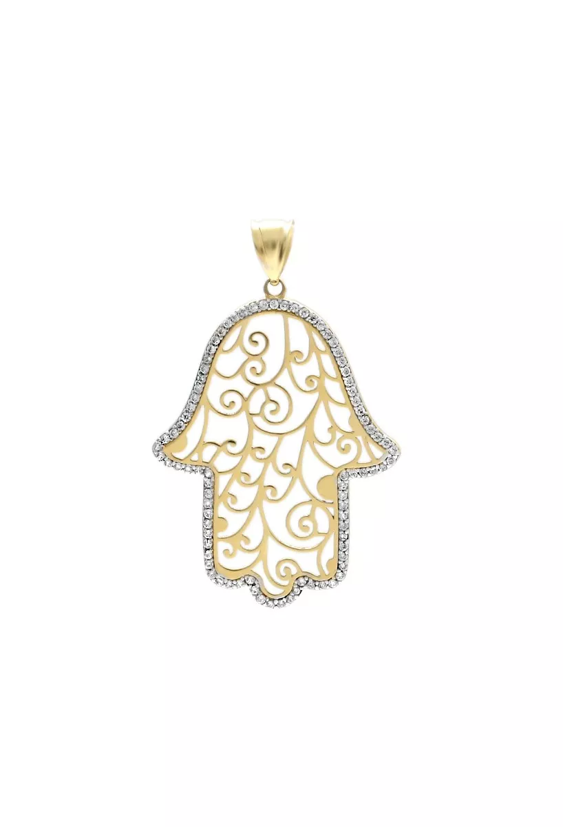 Colgante de oro 18k Mano de Fátima 243_139-03043 colgante oro 18k mano de fatima fotografia frontal