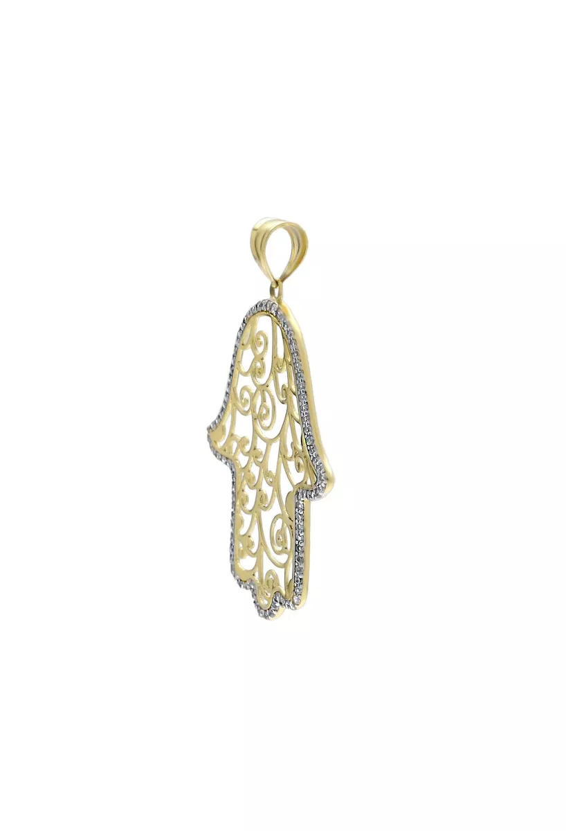 Colgante de oro 18k Mano de Fátima 243_139-03043 colgante oro 18k mano de fatima fotografia lateral