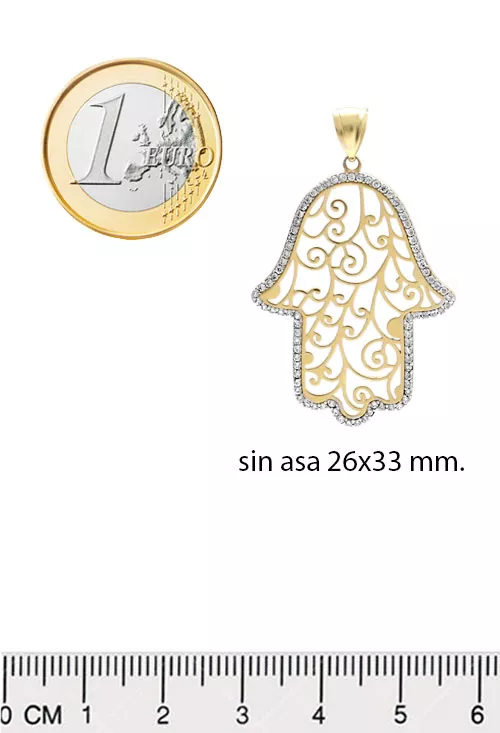 Colgante de oro 18k Mano de Fátima 243_139-03043 colgante oro 18k mano de fatima fotografia medidas