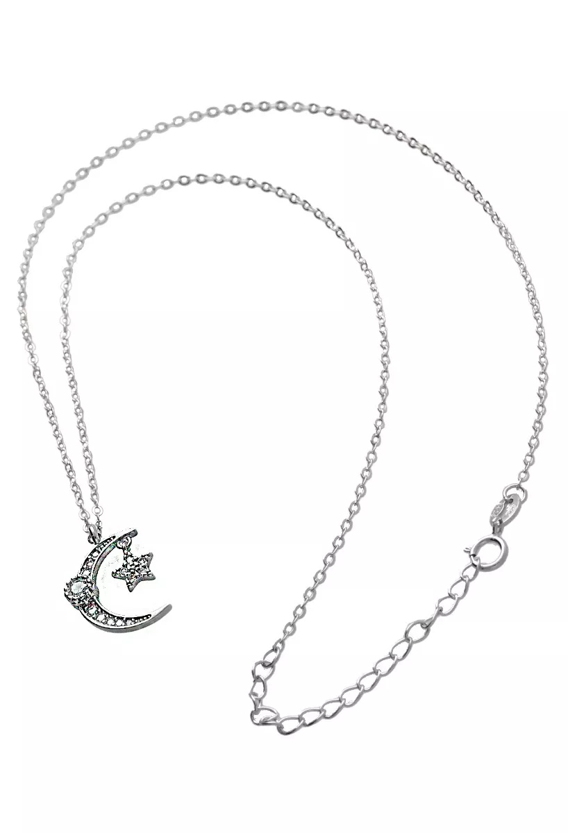 gargantilla de plata motivo luna y estrella vista principal