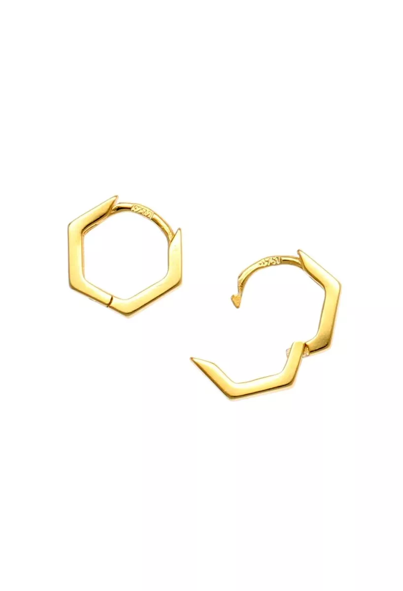 Pendientes de plata chapada hexagonales 240_PPR-E420H pendientes de plata chapada criolla hexagonal toma segunda