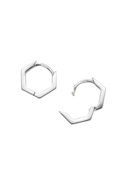 pendientes de plata forma hexagonal foto frontal y cierre abierto para web el rubi joyeros