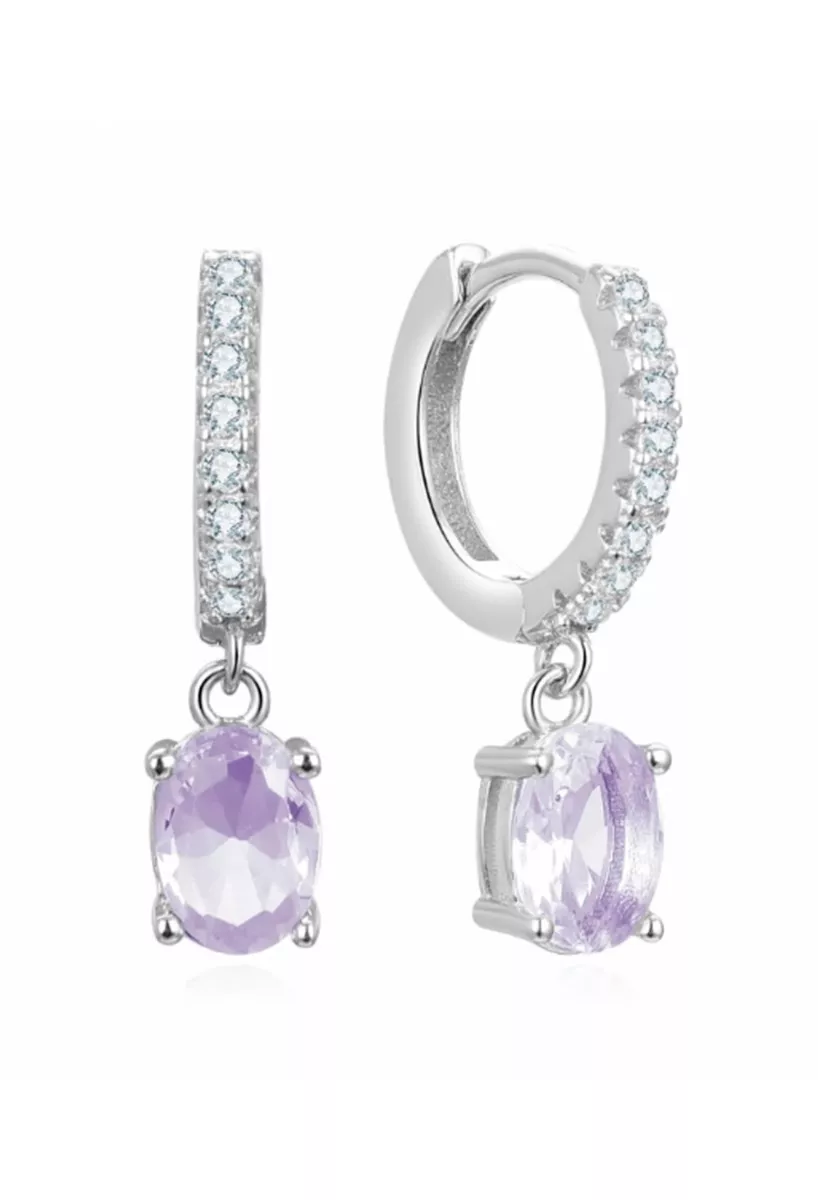 Pendientes de plata de ley con motivo de circonitas y amatista 280_2140605