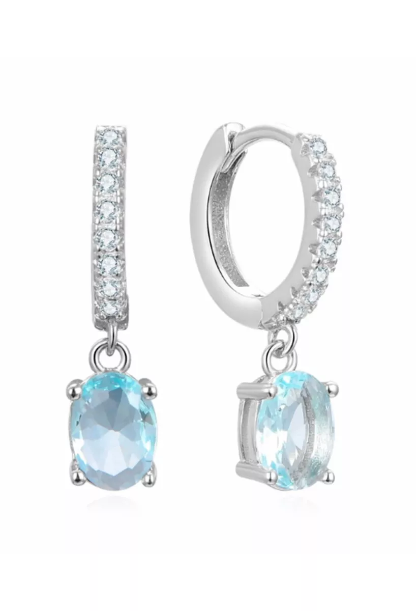 Pendientes de plata de ley con motivo de circonitas y topacio azul 280_2140604