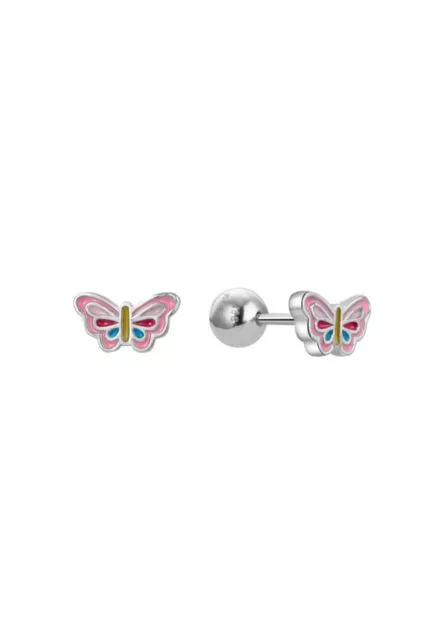 Pendientes de plata para niña con forma de mariposa esmaltada 280_2300067