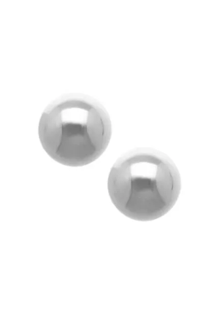 pendientes oro blanco 18k media bola 12 mm fotografia frontal