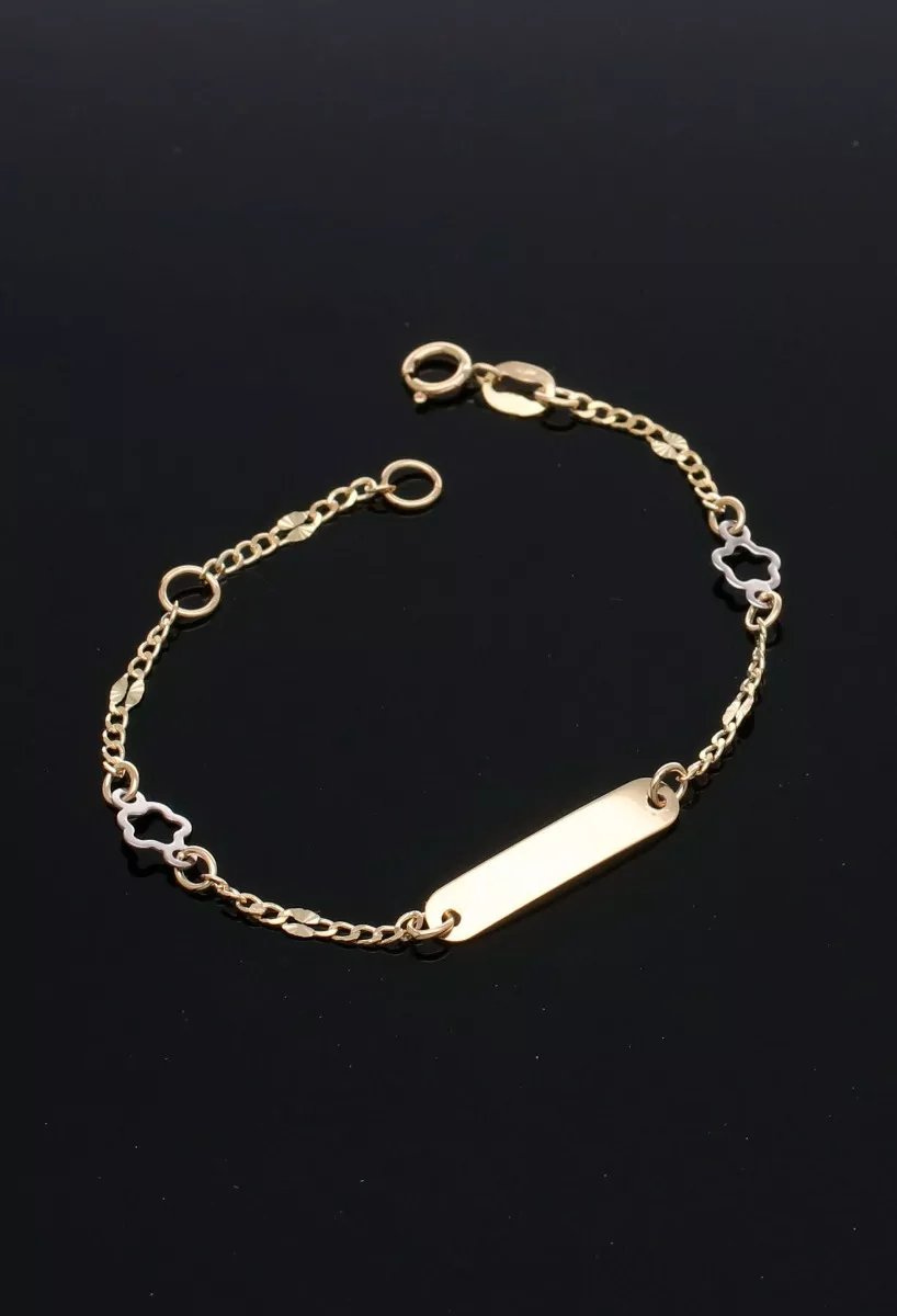 Pulsera bebe oro 18 ktes con chapa para grabar 243_000-06014 pulsera de oro 18k para bebe foto sin recortar fondo negro para web el rubi joyeros