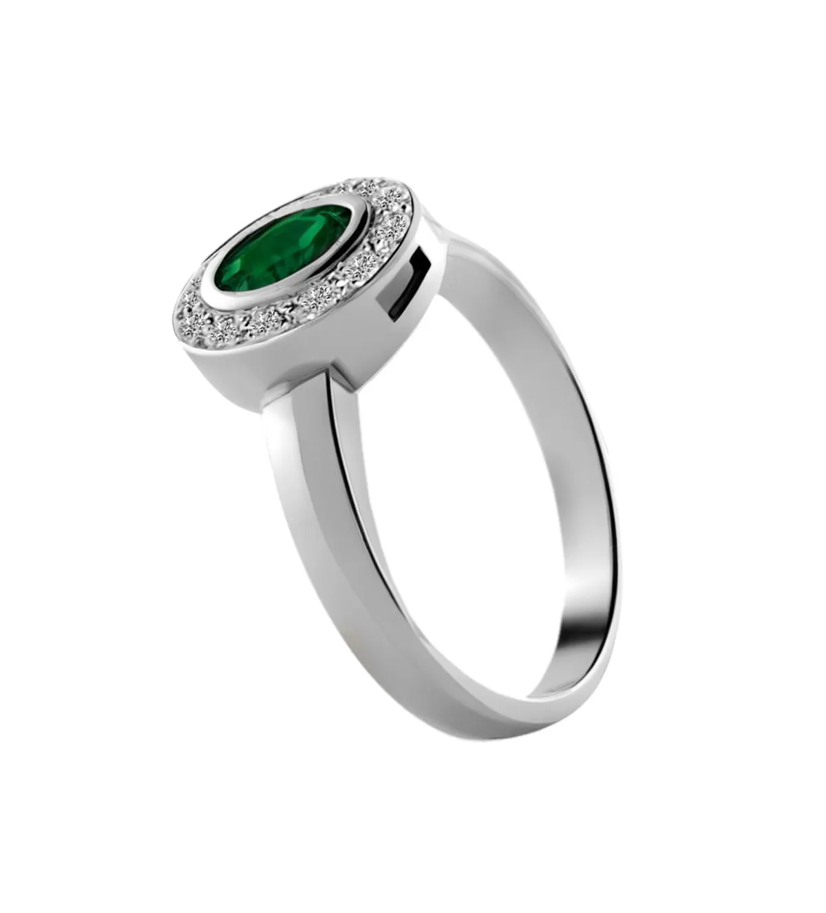Sortija de oro blanco diamantes y esmeralda 020_SB10867 sortija-de-oro-con-brillantes-y-esmeraldas-020_SB10867 foto toma lateral