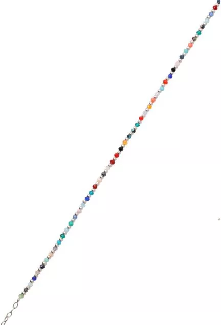 pulsera tobillera plata con cuentas multicolores foto uno