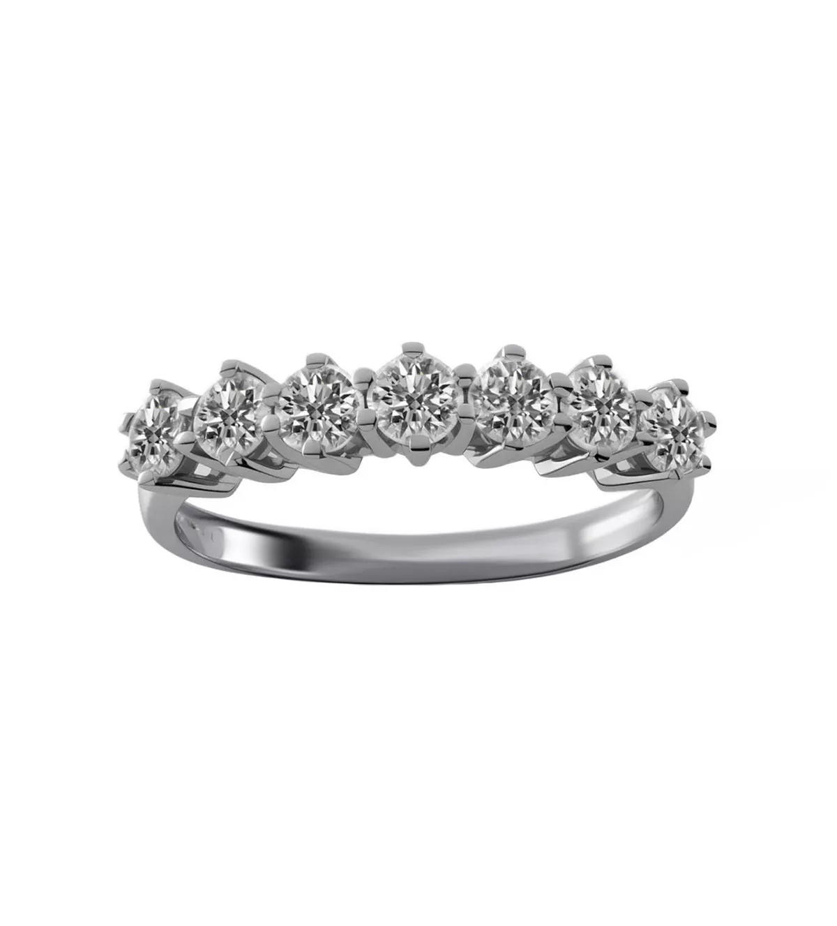 Media alianza de oro blanco con brillantes 0,875 ct anillo de compromiso oro blanco y diamantes