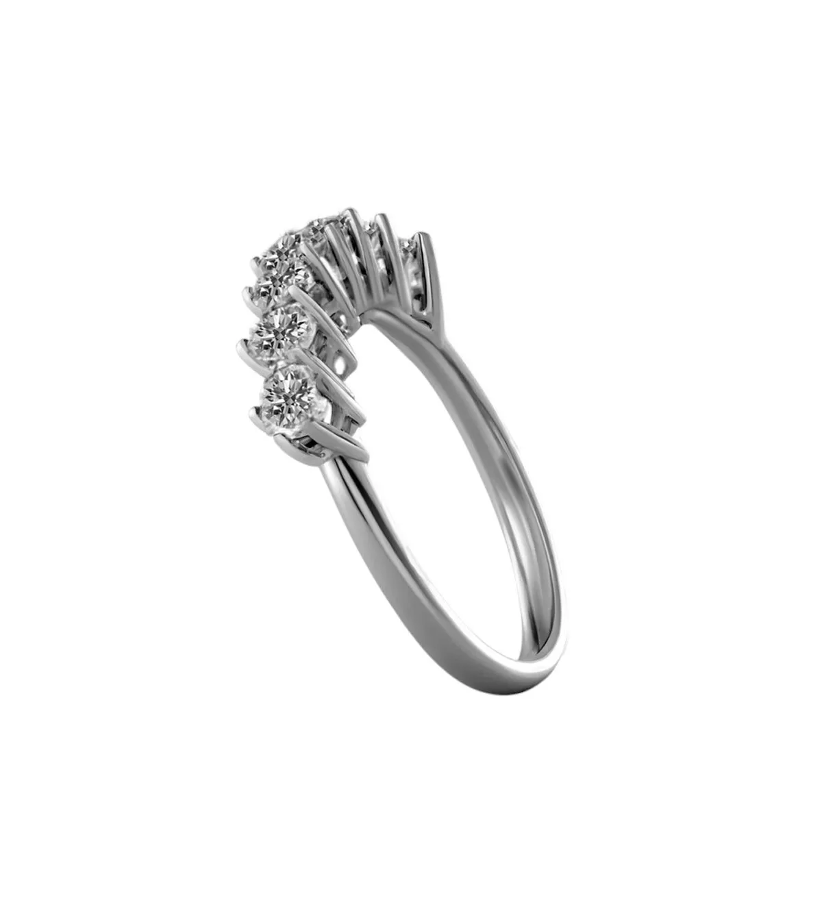 Media alianza de oro blanco con brillantes 0,875 ct anillo de compromiso oro blanco y diamantes foto lateral