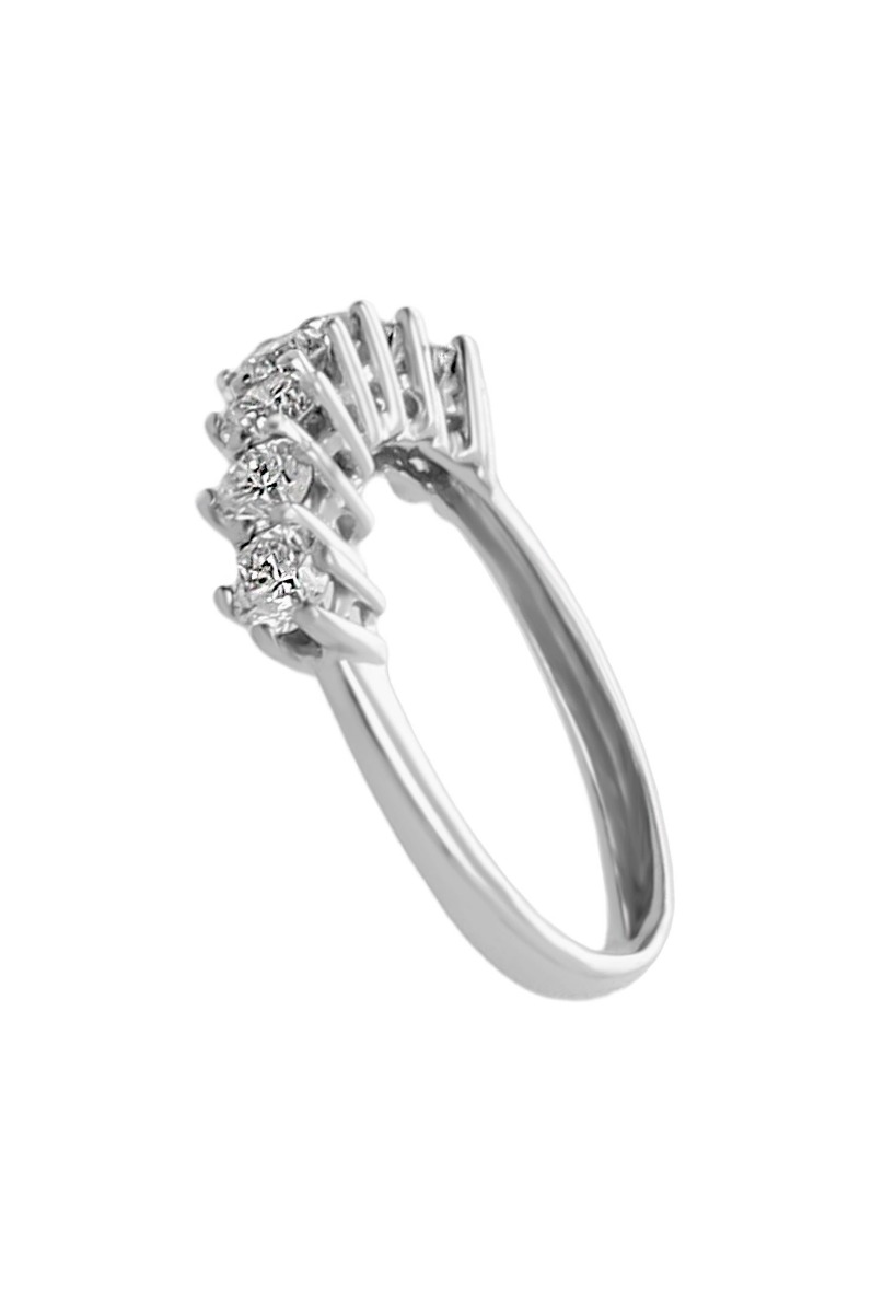 anillo compromiso oro blanco 18k y diamantes modelo media alianza vista lateral
