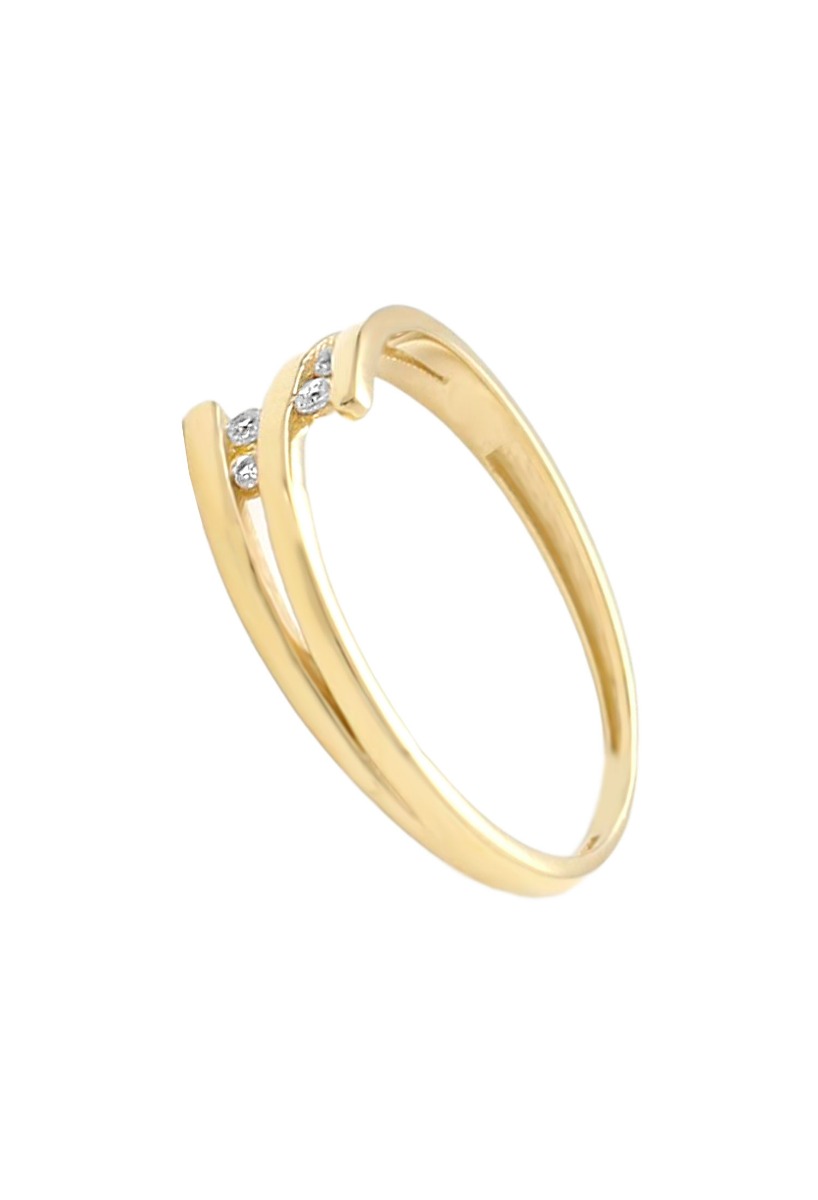 anillo oro amarillo 18 ktes con circonitas fotografia lateral