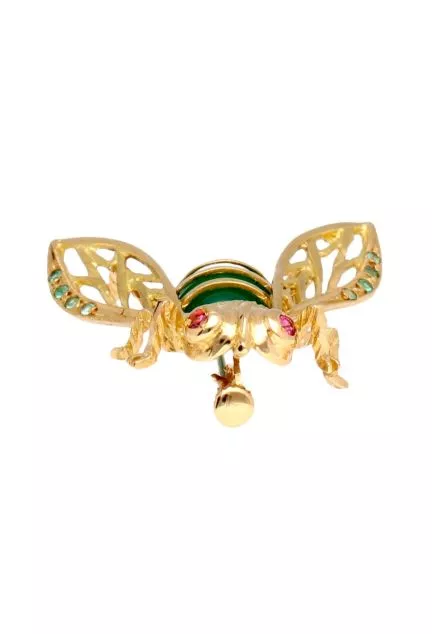 broche de oro para solapa representando una abeja fotografia frontal para parrilla web