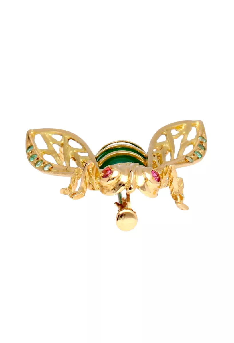 Broche de oro 18k para solapa multipiedra abeja broche de oro para solapa representando una abeja fotografia frontal para parrilla web