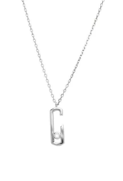 gargantilla de plata motivo con circon vista frontal