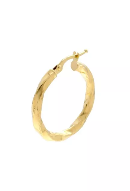 pendientes de oro tipo criollas chanela retorcida vista oblicua