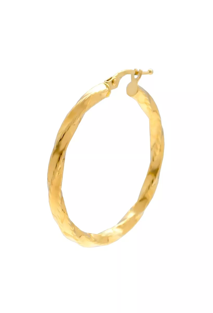 Pendientes de oro 18k tipo criollas 243_240-00823-20 pendientes de oro 18k tipo criollas 34 mm. vista oblicua