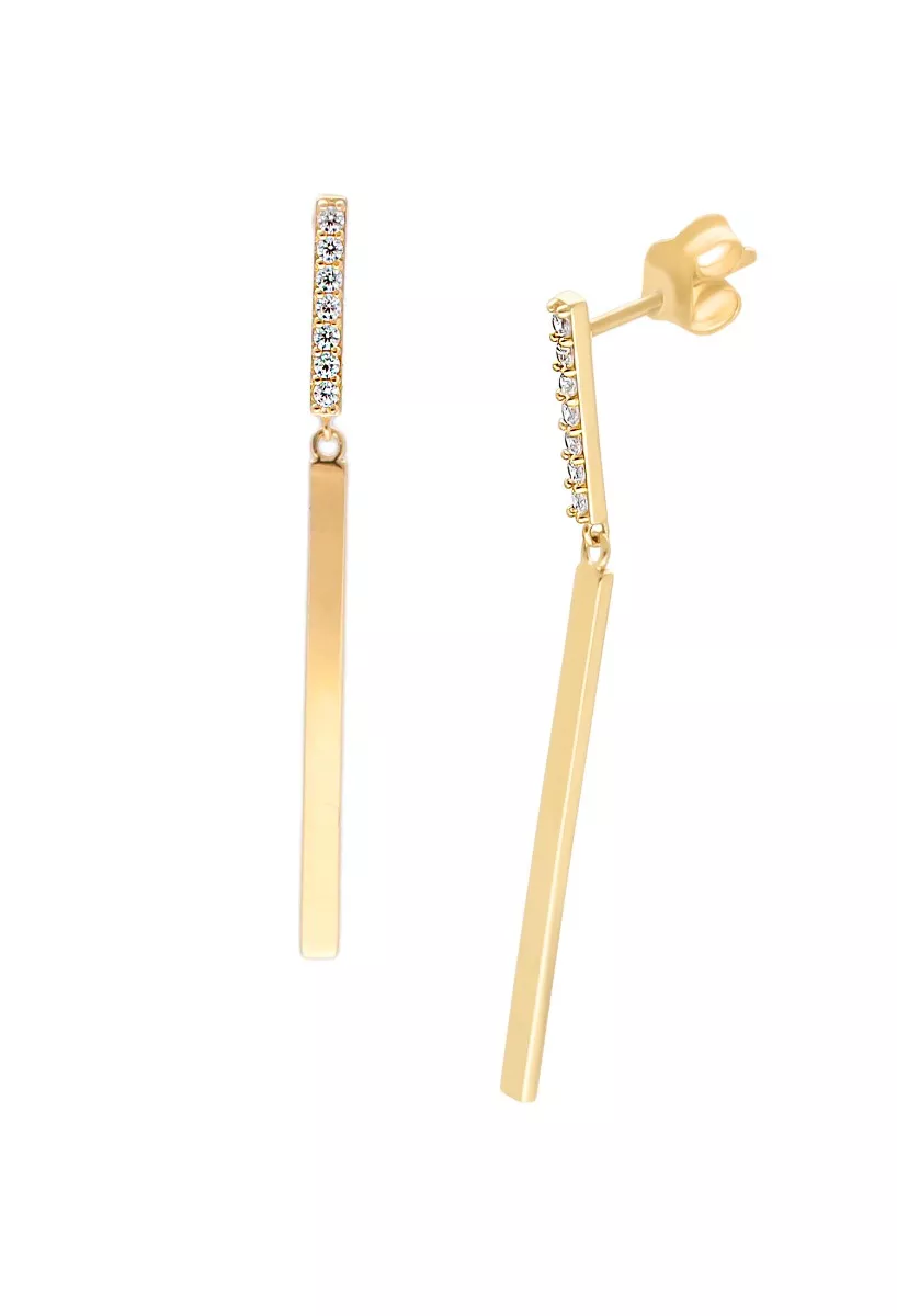 Pendientes oro 18k con carril de circonitas largos 009_PT61276-A 1