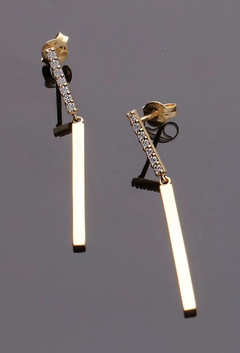 Pendientes oro 18k con carril de circonitas largos 009_PT61276-A 3