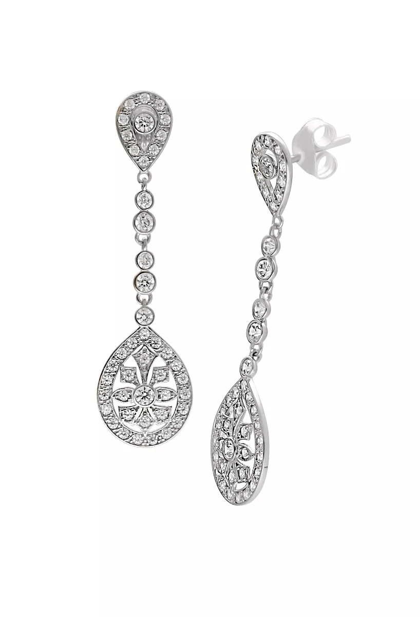 Pendientes oro blanco 18k con circonitas PT61001-B Pendientes oro blanco 18k con circonitas 009_PT61001-B 2