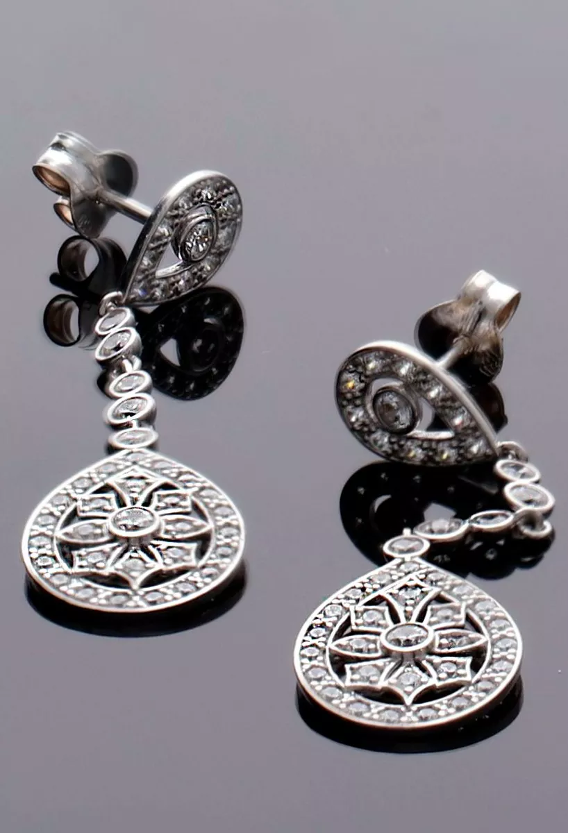 Pendientes oro blanco 18k con circonitas PT61001-B Pendientes oro blanco 18k con circonitas 009_PT61001-B 3