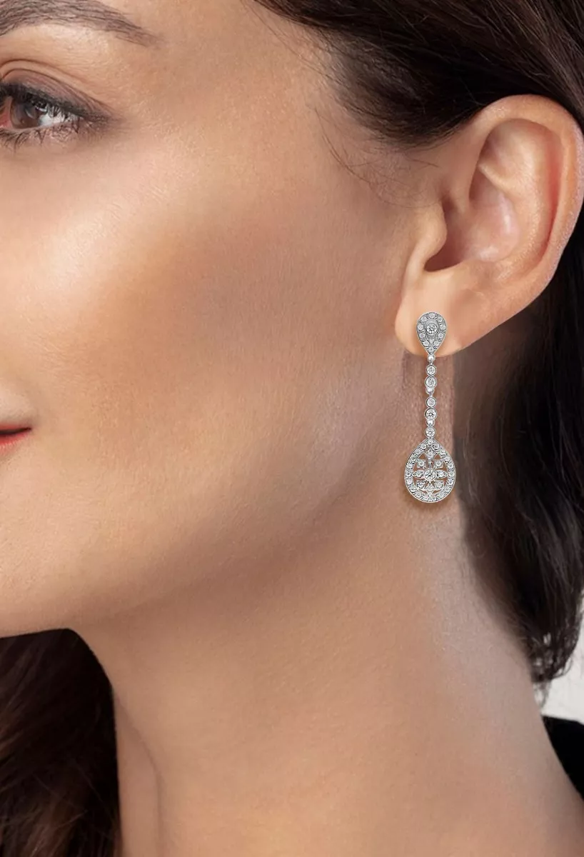 Pendientes oro blanco 18k con circonitas PT61001-B Pendientes oro blanco 18k con circonitas 009_PT61001-B 4