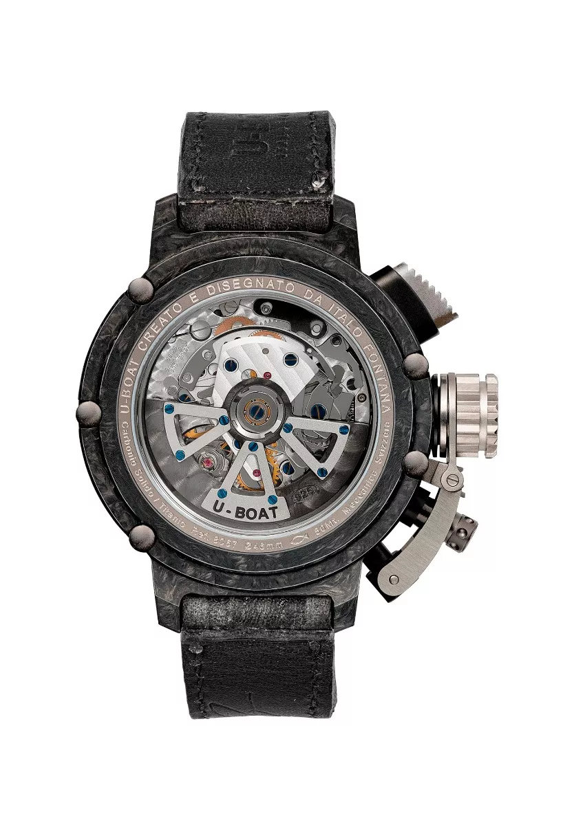 Reloj U-Boat cronógrafo Chimera caja Carbono Titanio correa piel 8057 trasera