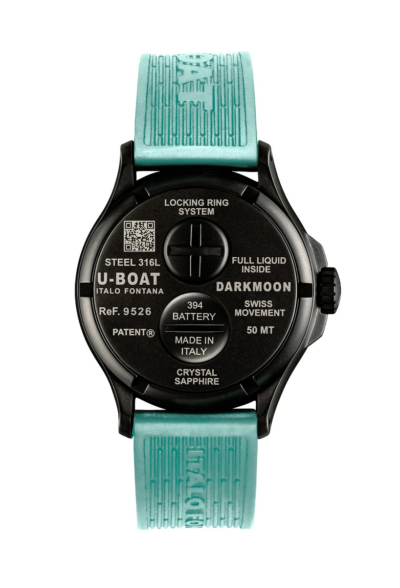Reloj U-Boat Darkmoon aquamarine caja acero correa silicona 9526 2