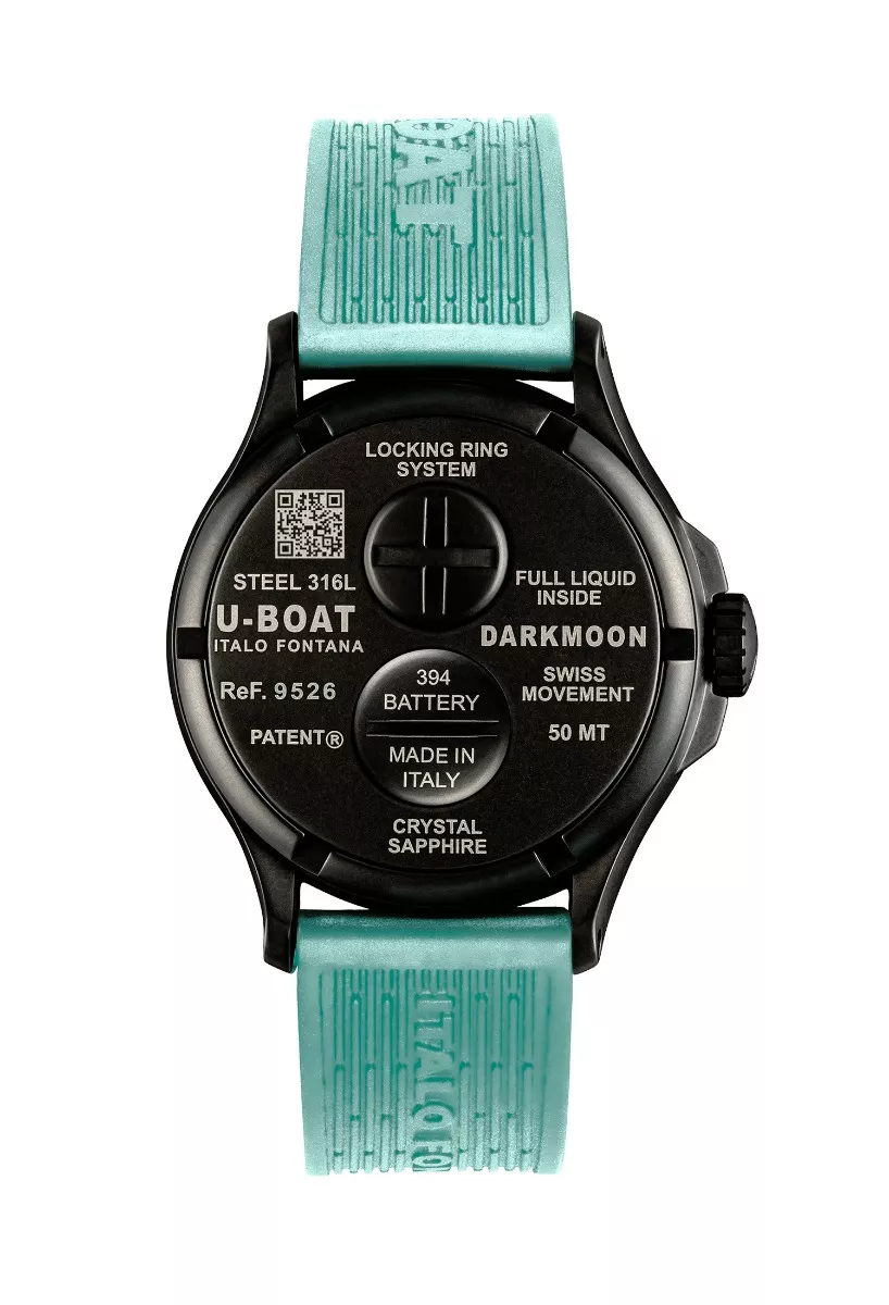 Reloj U-Boat Darkmoon aquamarine caja acero correa silicona 9526 2