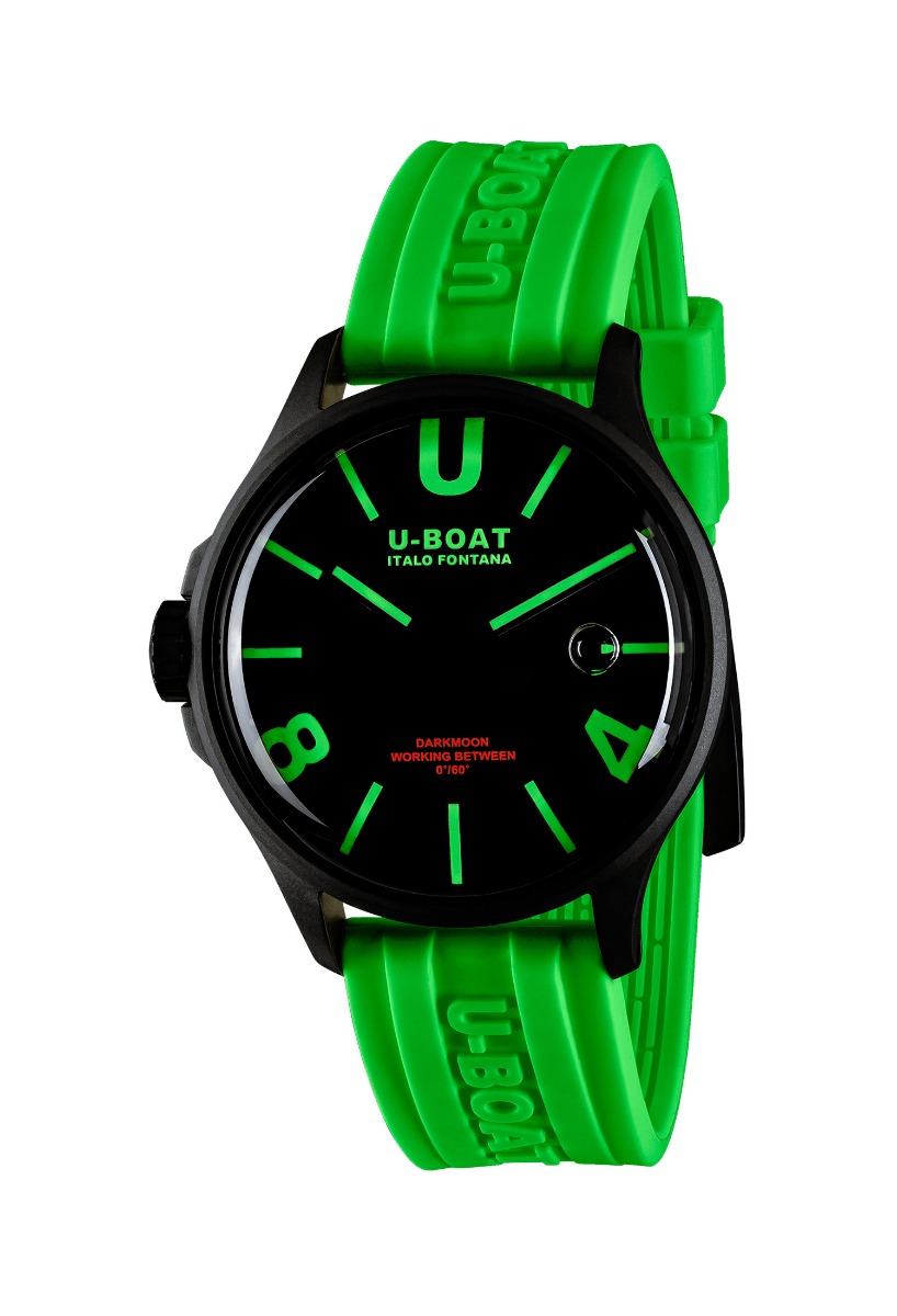 Reloj U-Boat Darkmoon BK Green caja acero correa silicona 9534