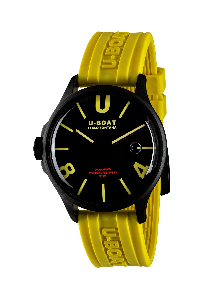 Reloj U-Boat Darkmoon BK Yellow caja acero PVD correa silicona 9522