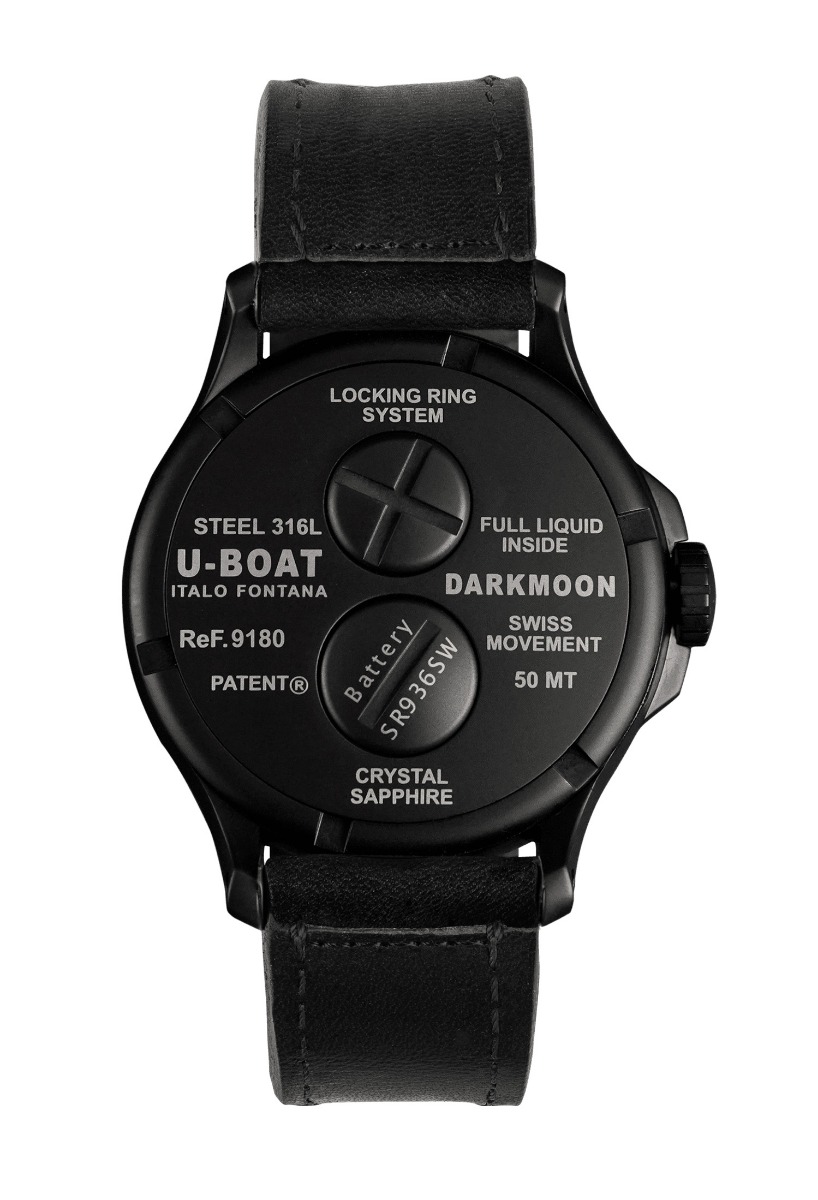 Reloj U-Boat Darkmoon Pantera caja acero y correa piel firmada 9180 trasera