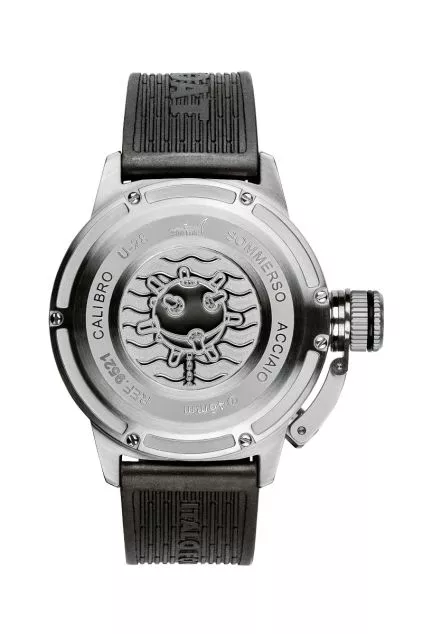 Reloj U-Boat Sommerso Ceramic Bordeaux caja en acero y correa caucho 9521 trasera