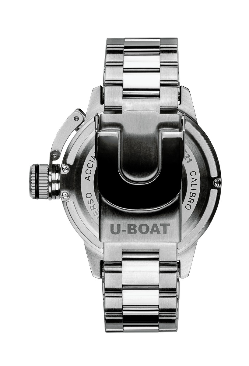 Reloj U-Boat Sommerso Ceramic Bordeaux caja y correa en acero 9521-MT trasera