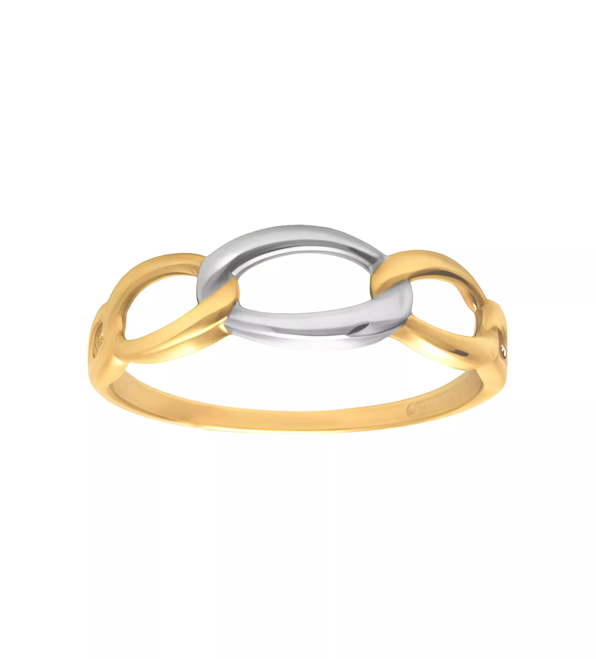 Anillo oro bicolor 18 ktes 3 eslabones 243_139-02755-1