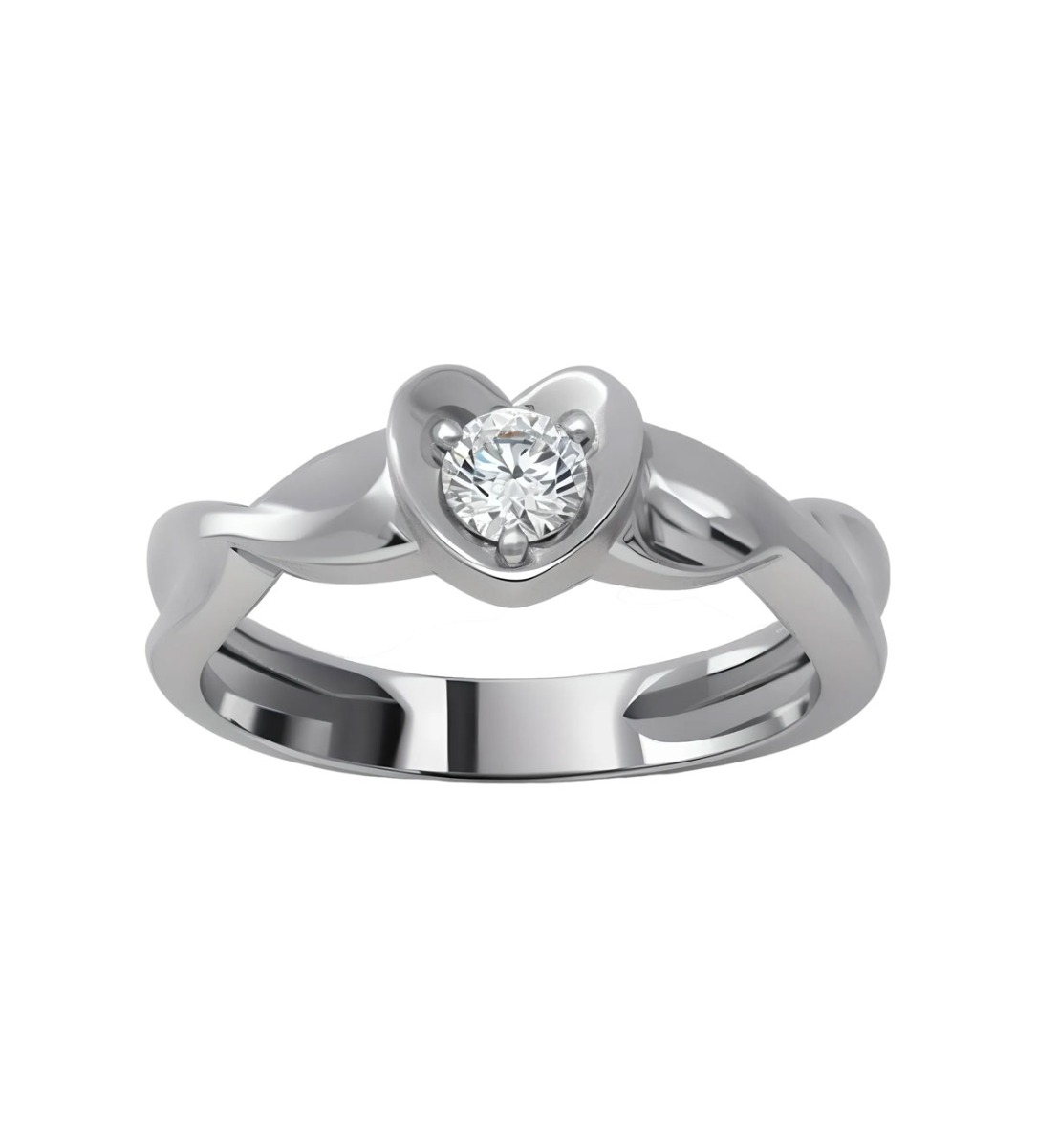 anillo compromiso oro blanco 18k con diamante fotografia frontal